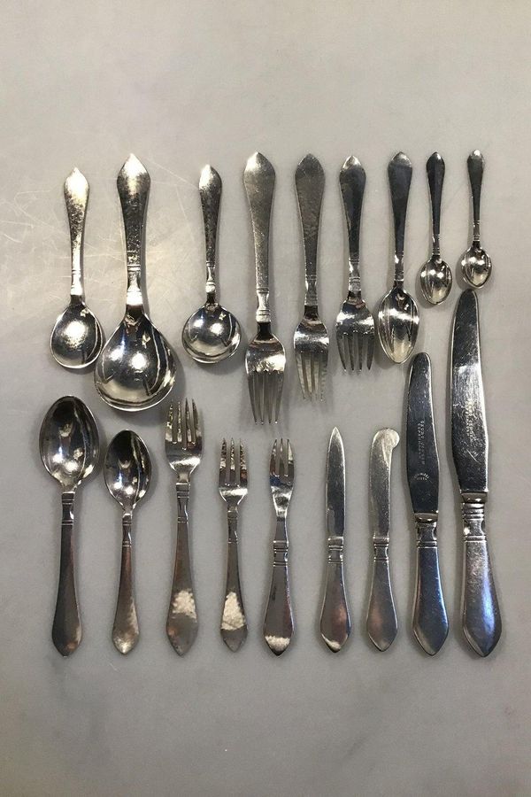Antique Georg Jensen Sterling Silver Continental Set for 12 People (215 pcs)