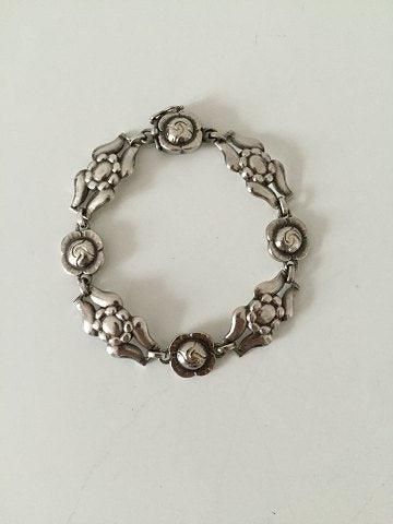 Antique Georg Jensen Sterling Silver Bracelet with Flower Links No 18