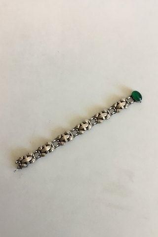 Antique Georg Jensen Sterling Silver Bracelet with Green Stone No 13