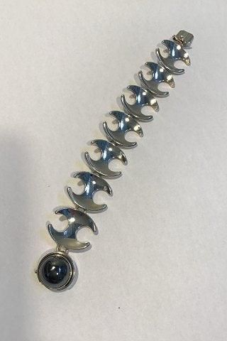 Antique Georg Jensen Sterling Silver Bracelet No 130B Hematite