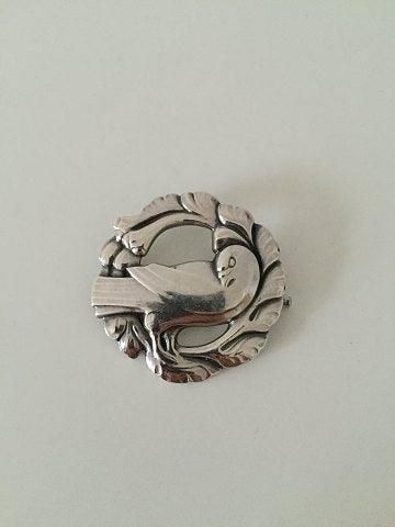 Antique Georg Jensen Sterling Silver Brooch with Dove No 123 with old marks