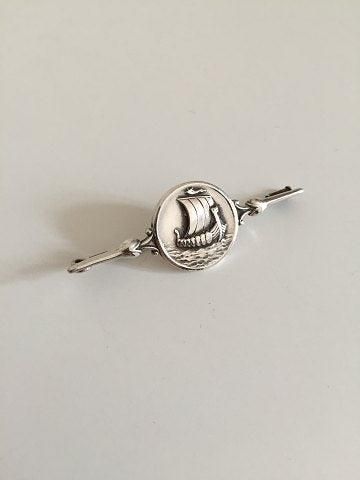 Antique Georg Jensen Sterling Silver Brooch with Viking Ship No 220