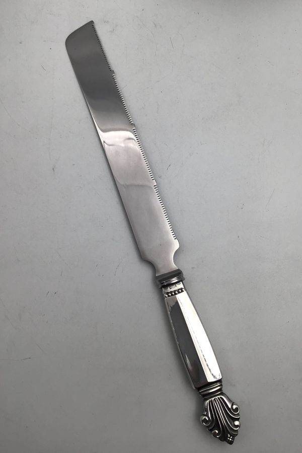 Antique Georg Jensen Sterling Silver acanthus Bread Knife No. 197B