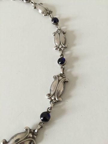 Antique Georg Jensen Sterling Silver Necklace with Blue Stones No 15