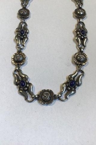 Antique Georg Jensen Sterling Silver Necklace with Lapis Lazuli No 10