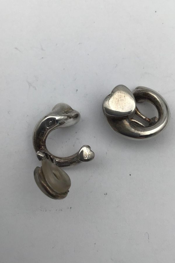 Antique Georg Jensen Sterling Silver Heart Earrings (Clips) 2002 - Regitze Overgaard