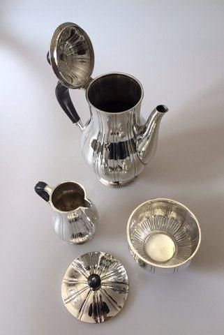 Antique Georg Jensen Sterling Silver Coffee Set with Coffee pot, Sugar bowl and creamer No 353C, 353C and 353B