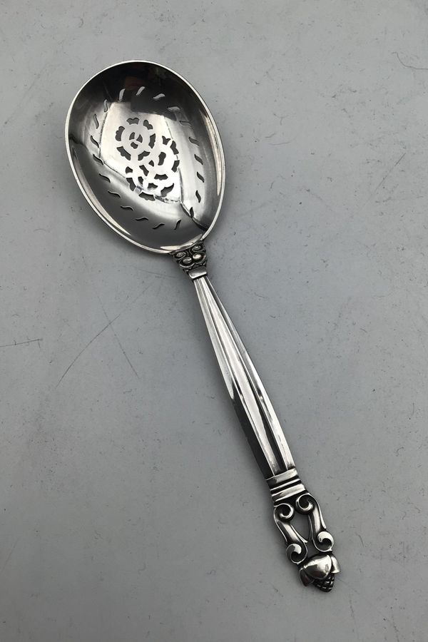 Antique Georg Jensen Sterling Silver Acorn pierced Spoon No. 173