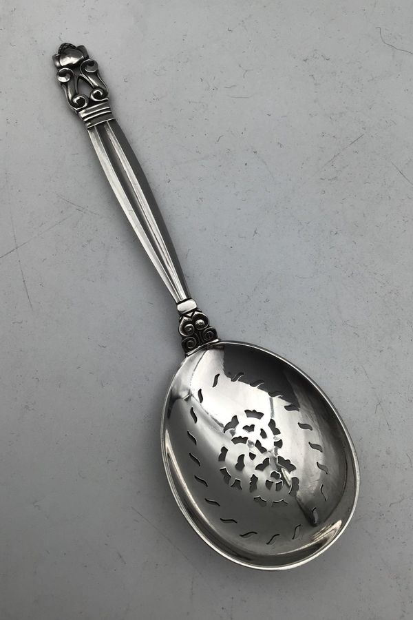 Antique Georg Jensen Sterling Silver Acorn pierced Spoon No. 173