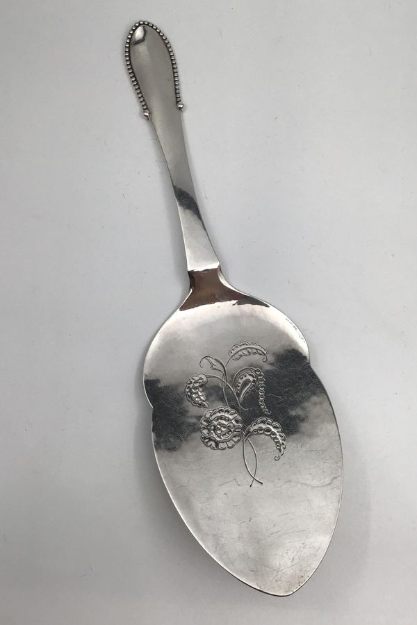 Antique Georg Jensen Sterling Silver Beaded Serving Spoon Large