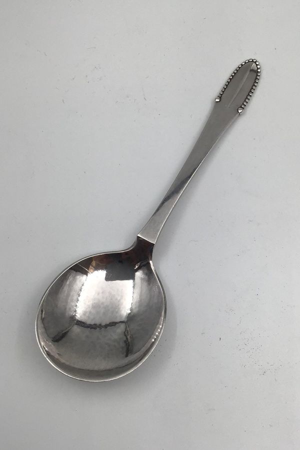 Antique Georg Jensen Sterling Silver Beaded Soup Spoon, round No 51