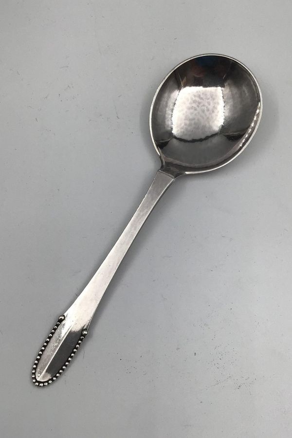 Antique Georg Jensen Sterling Silver Beaded Soup Spoon, round No 51