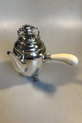 Antique Georg Jensen Sterling Silver Blossom Coffee Pot with Ivory Handle No. 2D