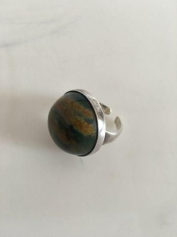 Antique Georg Jensen Sterling Silver Ring with Stone No 90C