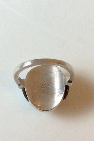 Antique Georg Jensen Sterling Silver Ring with Silver Stone No 51