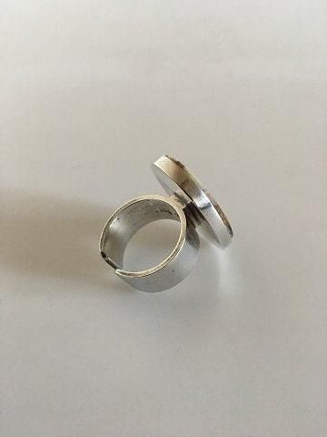 Antique Georg Jensen Sterling Silver Ring No 188A with Coffee / Creme Colored Stone
