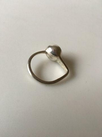 Antique Georg Jensen Sterling Silver Modern Ring No 341 with Gilded Piece