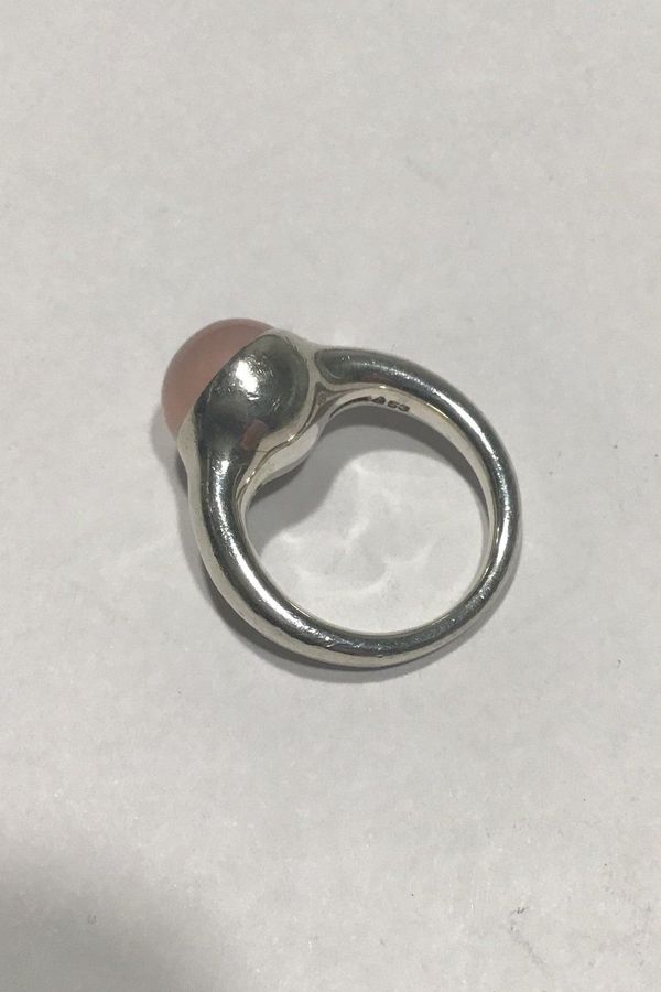 Antique Georg Jensen Sterling Silver Ring No 453 Pink Droplet Pink Quartz