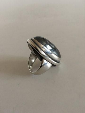 Antique Georg Jensen Sterling Silver Ring No 46E with Hematite