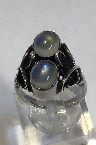 Antique Georg Jensen Sterling Silver Ring No 48 Moon Stones