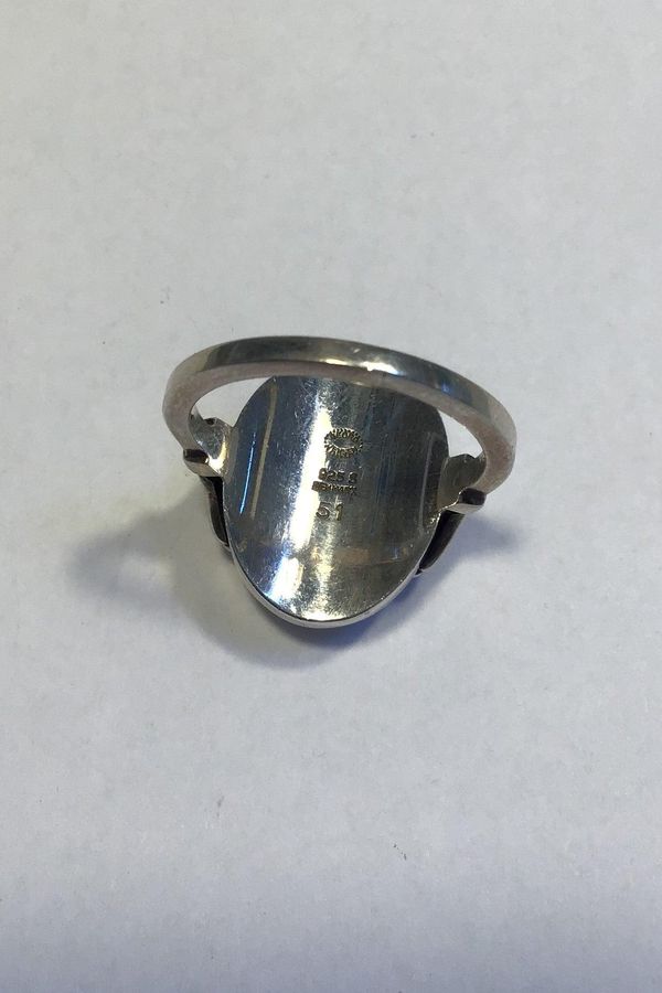 Antique Georg Jensen Sterling Silver Ring No 51 Silver Stone