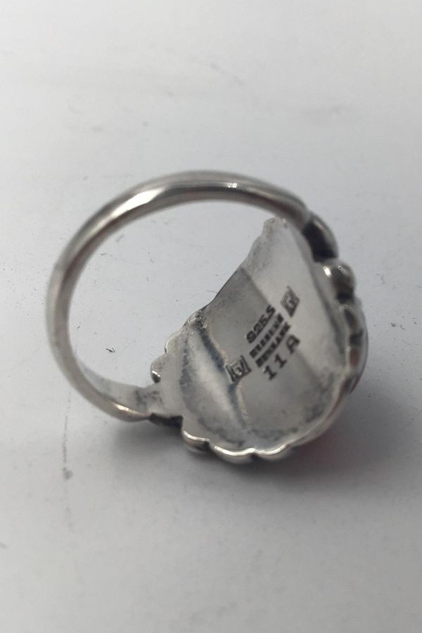 Antique Georg Jensen Sterling Silver Ring No. 11A Carnelian (1930-1945)