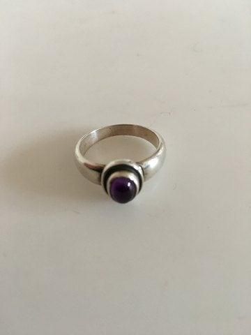 Antique Georg Jensen Sterling Silver Ring no. 46C with Amethyst