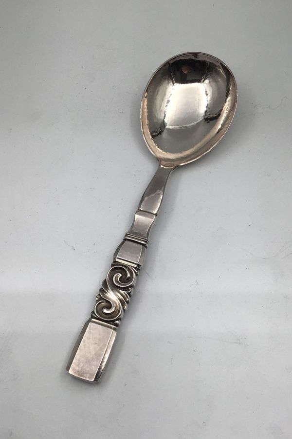 Antique Georg Jensen Sterling Silver Scroll Serving Spoon No. 113