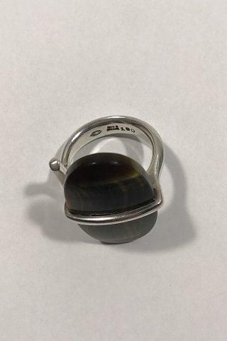 Antique Georg Jensen Sterling Silver Torun  Ring No 190 Tiger eye