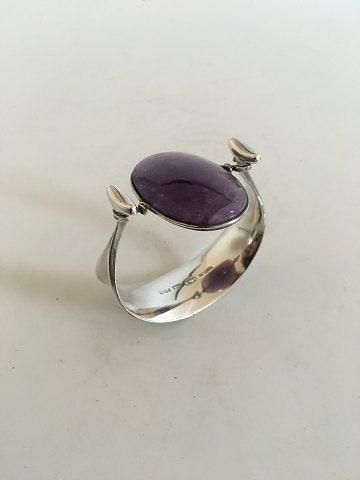 Antique Georg Jensen Sterling Silver Torun Armring with Amethyst No 203