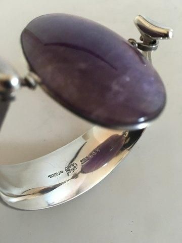 Antique Georg Jensen Sterling Silver Torun Armring with Amethyst No 203