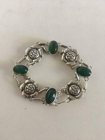 Antique Georg Jensen Silver Bracelet No 12 with Green Agates