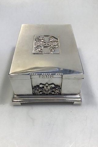 Antique Georg Jensen Silver Cigar Box/Lidded Box wood lined 1916