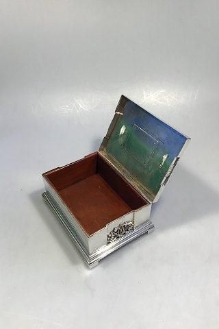 Antique Georg Jensen Silver Cigar Box/Lidded Box wood lined 1916