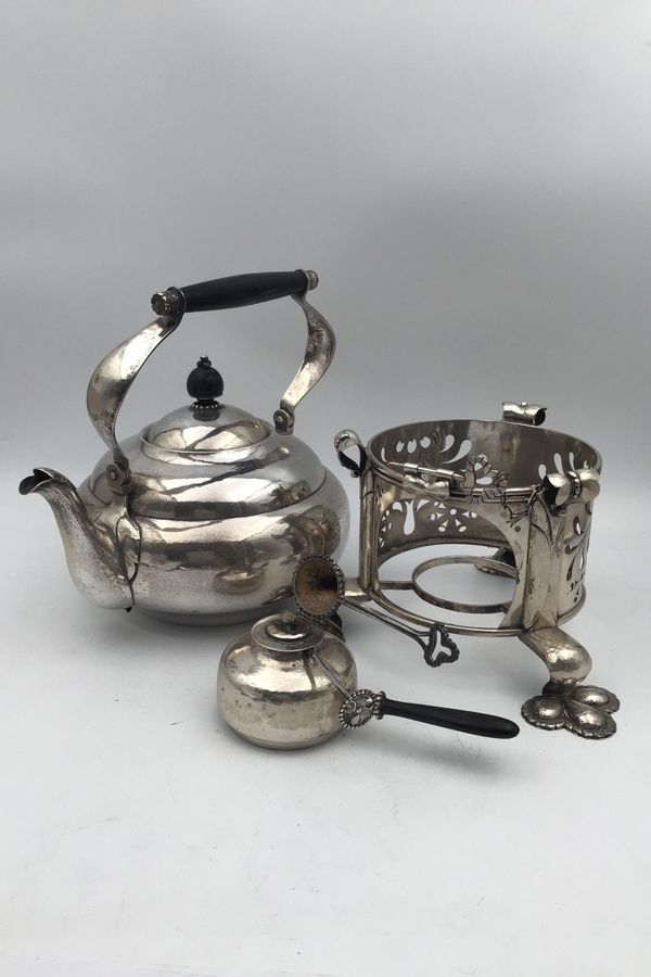 Antique Georg Jensen Silver Ornamental Tea Swing Kettle No. 29