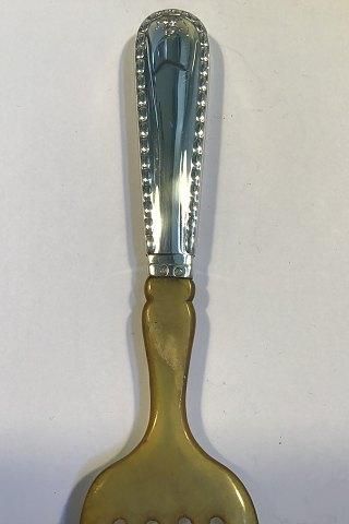 Antique Georg Jensen Silver Rope Herring Fork with horn No 78