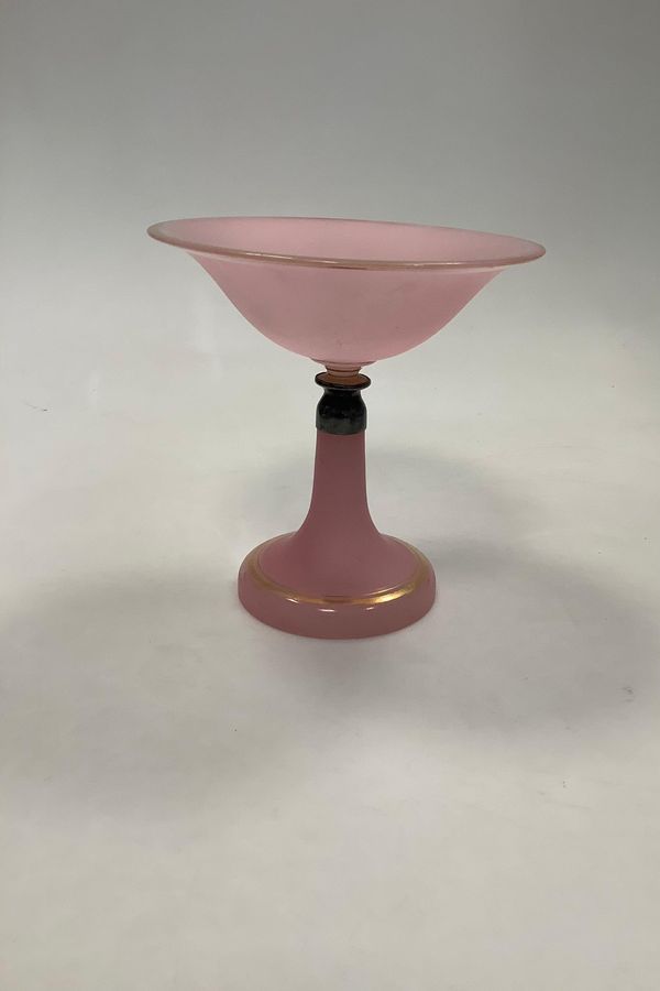 Antique Kandis Glass Bowl in Pink / Pink Wear on Gold Decoration