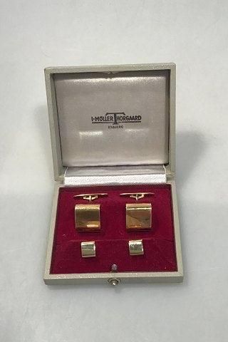 Antique Hans Hansen 14 K Gold Cufflinks and Collar studs