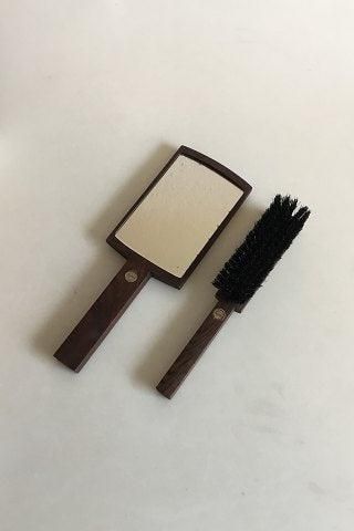 Antique Hans Hansen Rosewood with Silver Mirror and Brush