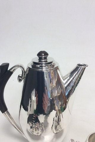 Antique Hans Hansen Sterling Silver Coffee set with Coffee pot, creamer and sugar no 170 from 1935 by Karl Gustav Hansen