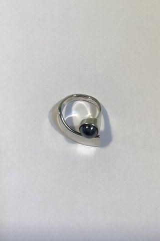 Antique Hans Hansen Sterling Silver Ring with Hematite