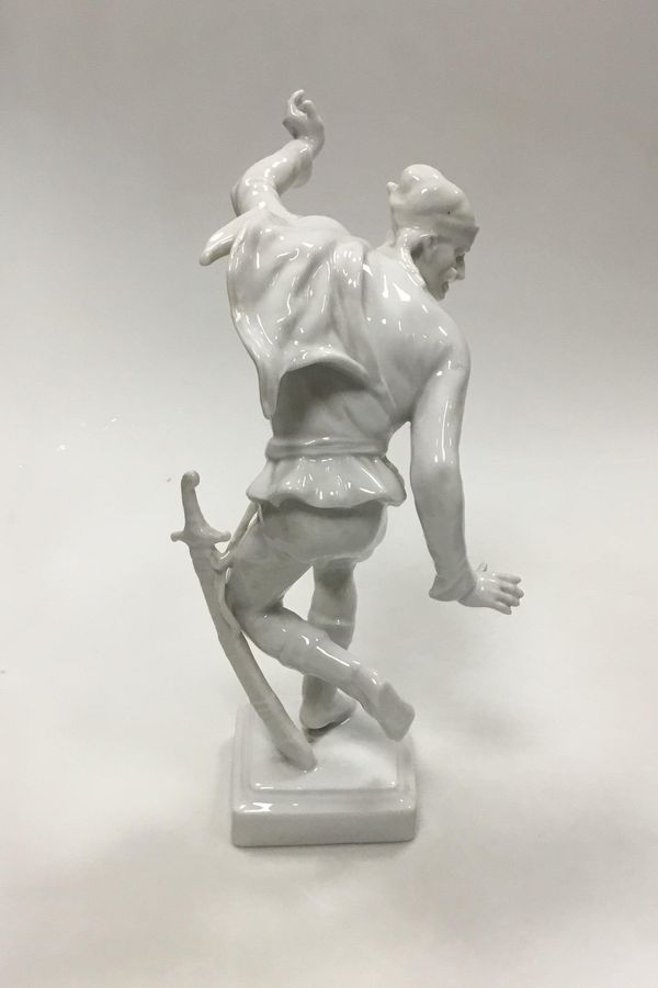 Antique Shepherd Figurine by Jeno Hanzély, The Reveler Warrior No 5862