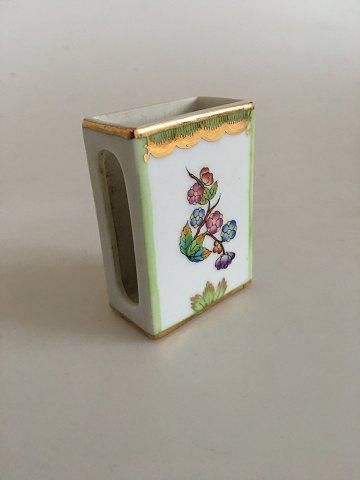 Antique Herend Matchstick Holder in Porcelain with Butterfly Motif