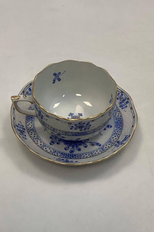 Antique Herend Hungary Coffee cup with saucer in Blue overglaze