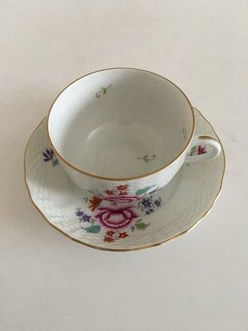Antique Herend Hugary Tea Cup and Saucer with handpainted flowers
