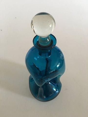 Antique Holmegaard / Kastrup Glassworks Kluk Kluk Decanter in Blue Glass with Clear Bottle Lid