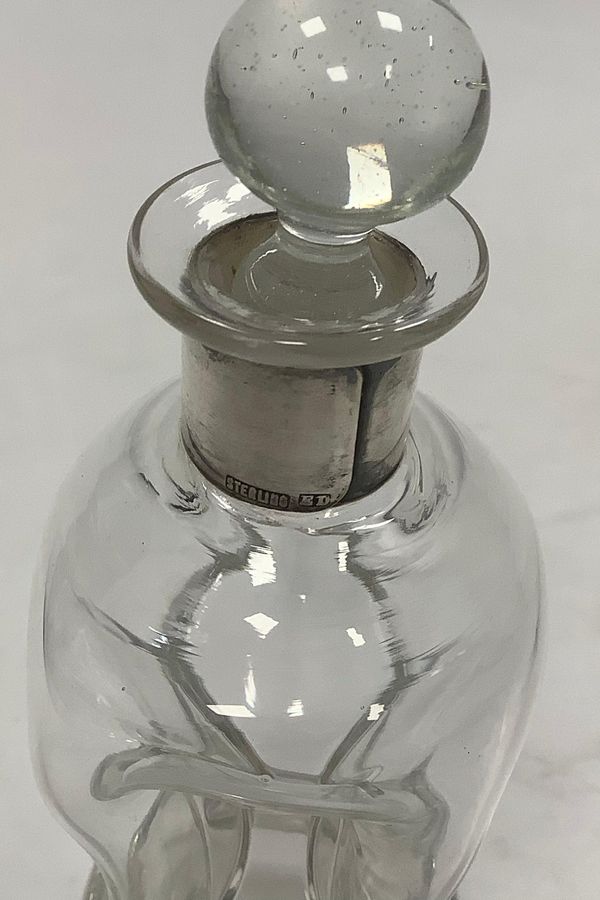 Antique Holmegaard Dragsted Glass Carafe with silver ribbon
