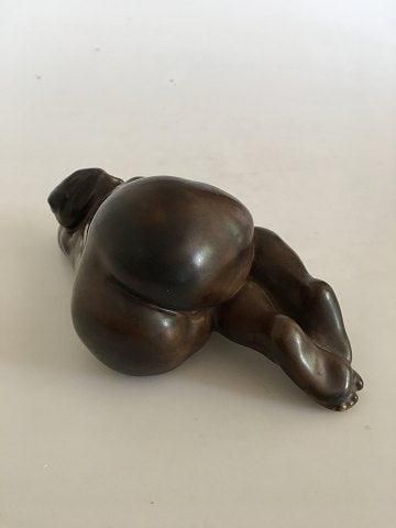 Antique Kai Nielsen Bing & Grondahl Stoneware Figurine no. 20 of Sleeping Woman with Grapes
