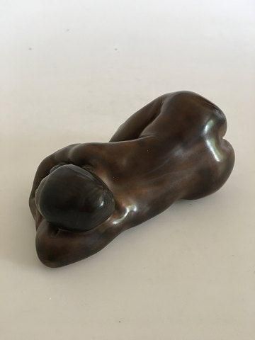 Antique Kai Nielsen Bing & Grondahl Stoneware Figurine no. 20 of Sleeping Woman with Grapes