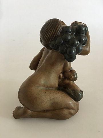 Antique Kai Nielsen Bing & Grondahl Stoneware Figurine no. 22 Woman with Grapes and Faun Children